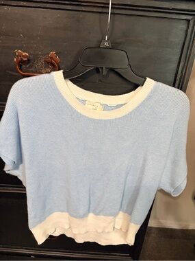 Dreamers Light Blue and Cream Short Sleeve Knit Tee